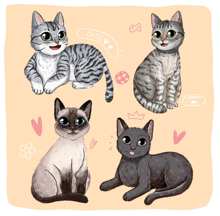 PSD kitten illustration pack cats