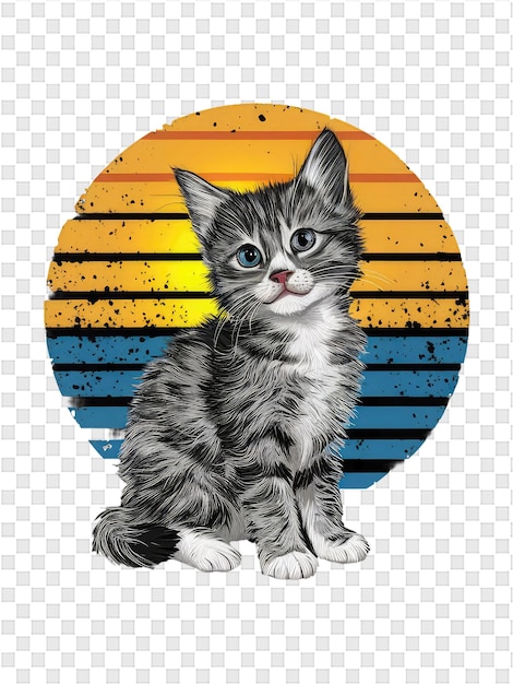 PSD a kitten is sitting in front of a colorful circle