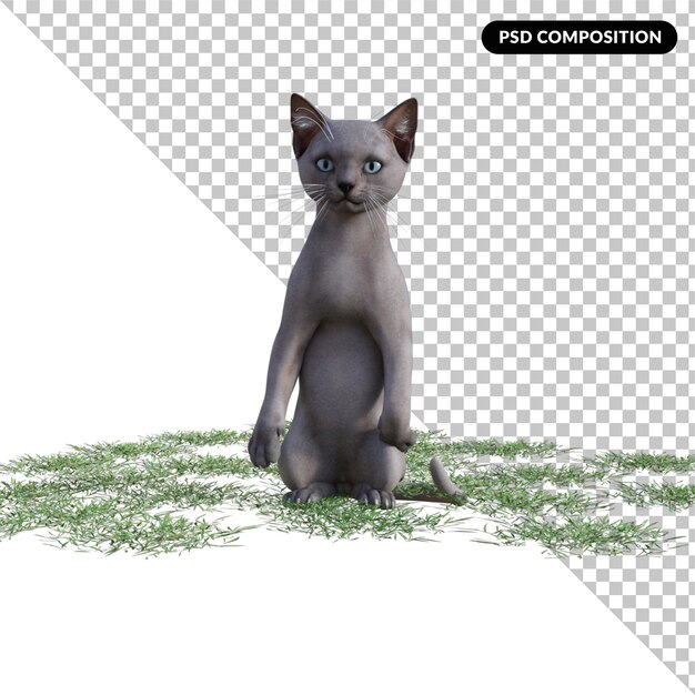 Kitty cute isolated 3d rendering.