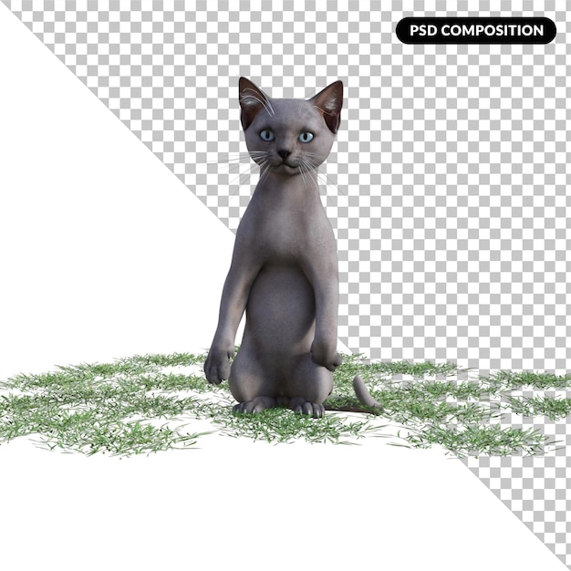 Kitty schattig geïsoleerd 3d-rendering.