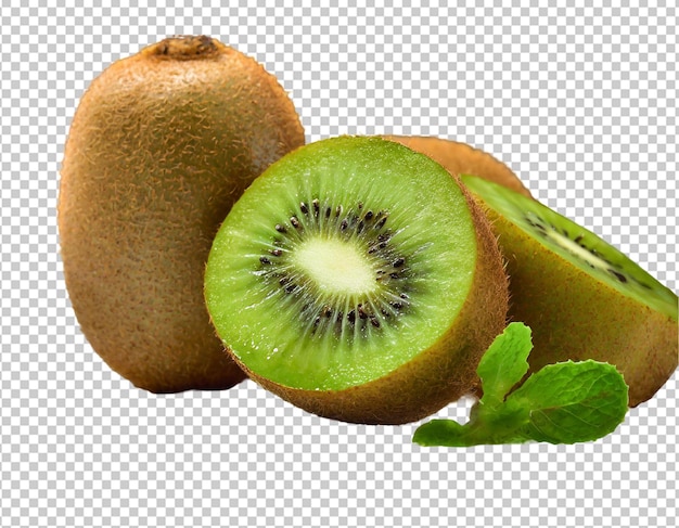 Kiwi fruit slice isolated on transparent background