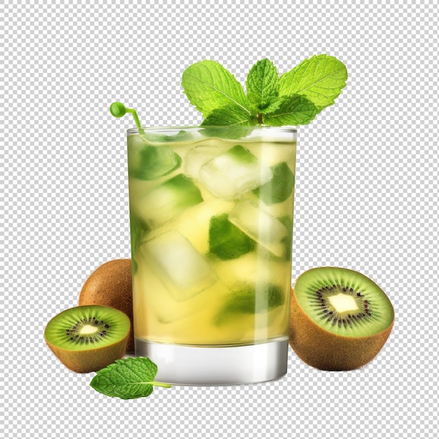 Kiwi mojito cocktail isolato su sfondo trasparente ia generativa