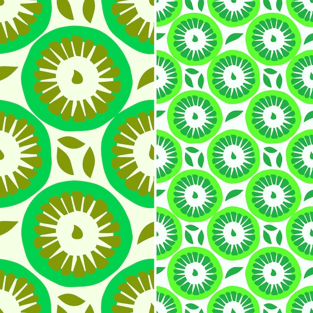 PSD kiwi with sliced cross section and simple design with symmet tropical fruit pattern vector design