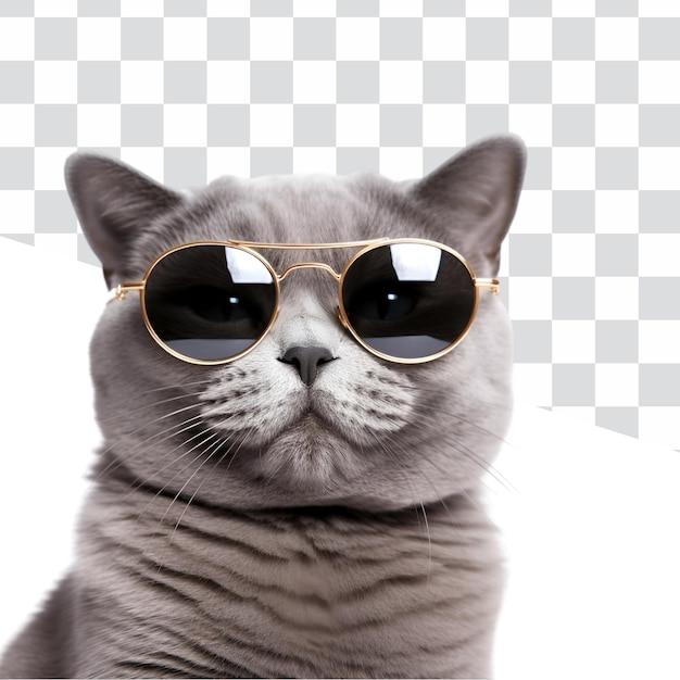 Klaar voor de zomer de koele en mooie grijze kat in zonnebril