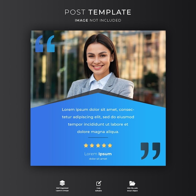 PSD klantfeedback getuigenis social media post webbannersjabloon