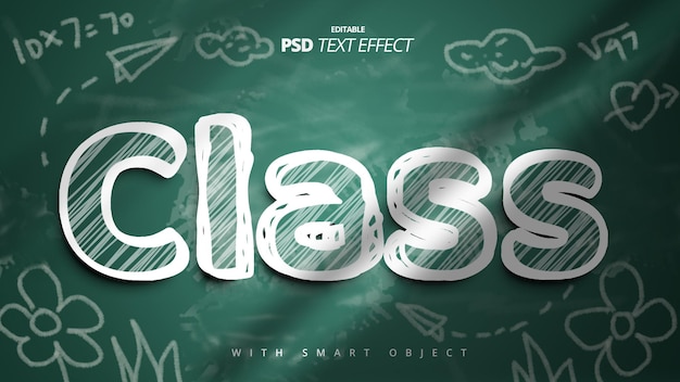 PSD klasa kreda tekstura 3d efekt tekstowy edytowalny projekt szablonu