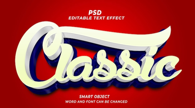 Klassiek 3d-bewerkbaar psd-teksteffect met schattige achtergrond