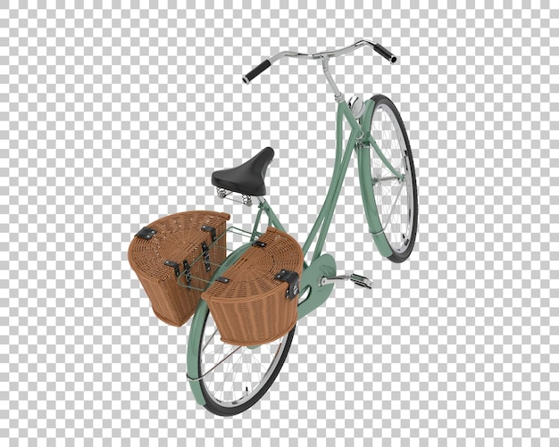 PSD klassieke fiets met mand geïsoleerd op transparante achtergrond 3d rendering illustratie