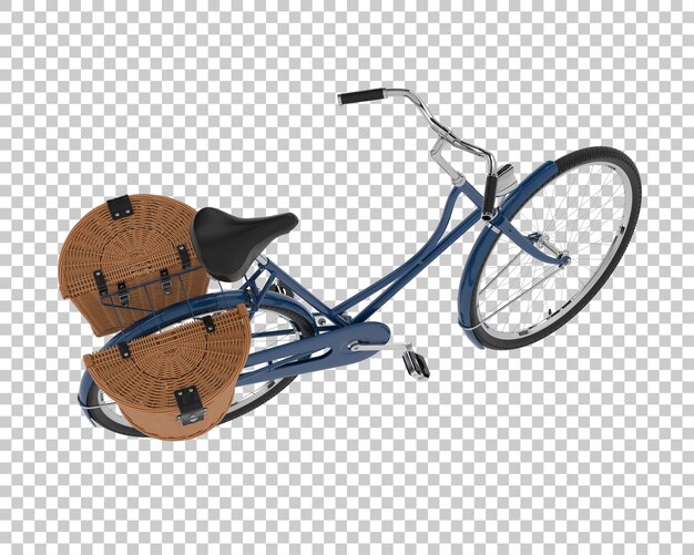 PSD klassieke fiets met mand geïsoleerd op transparante achtergrond 3d rendering illustratie