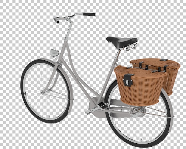 PSD klassieke fiets met mand geïsoleerd op transparante achtergrond 3d rendering illustratie