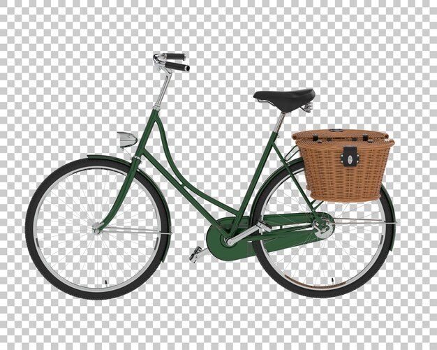 PSD klassieke fiets met mand geïsoleerd op transparante achtergrond 3d rendering illustratie