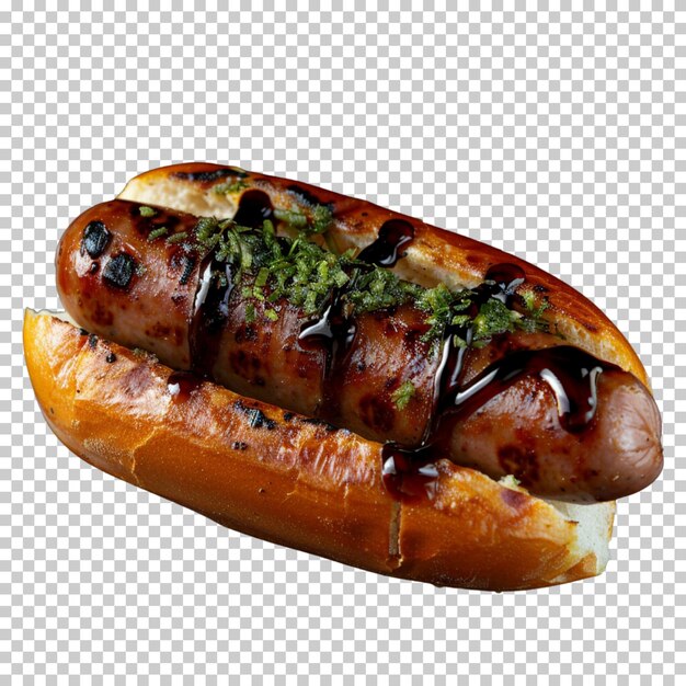 PSD klassieke hotdog met ketchup en mosterdsaus zapiekanka smakelijke ui hotdog geïsoleerde achtergrond