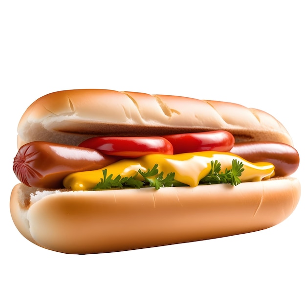 Klassieke hotdog perfect geïsoleerd op een witte achtergrond of transparante achtergrond