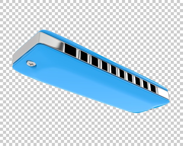 PSD klassieke mondharmonica op transparante achtergrond 3d-rendering illustratie