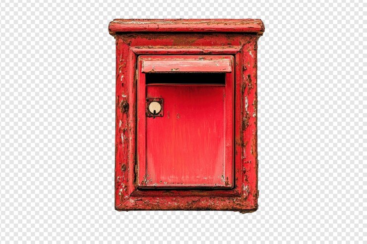 PSD klassieke rode letterdoos met geïsoleerd op doorzichtige achtergrond