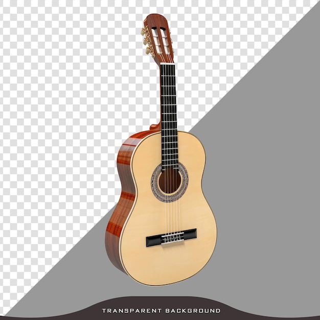 Klasyczna gitara akustyczna izolowana na przezroczystym tle