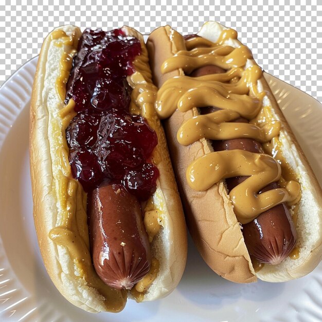 Klasyczny Hot Dog Z Ketchupem I Sosem Musztardowym Zapiekanka Smaczny Hot Dog Z Cebulą Izolowane Tło