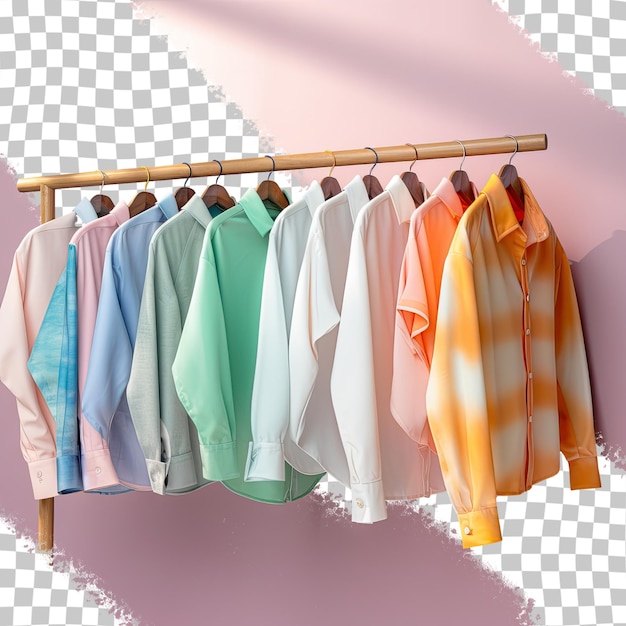PSD kleding, waaronder een kleurrijk hemd op een doorzichtige achtergrond