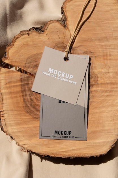 PSD kledingstuk hang label tag mockup