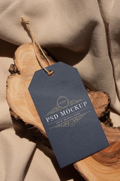 PSD kledingstuk hang label tag mockup