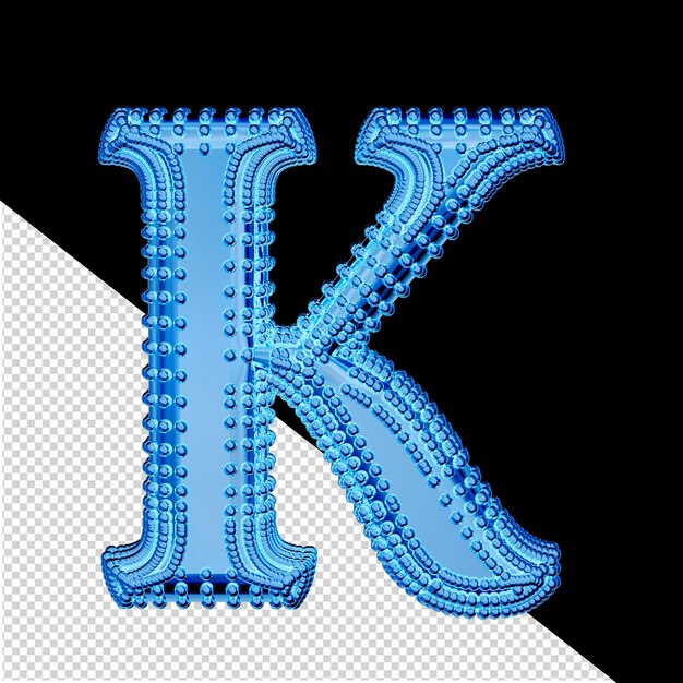 PSD kleine 3d-bollen op het blauwe ijssymbool letter k