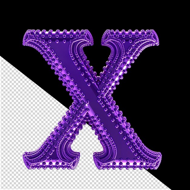 PSD kleine 3d-bollen op het donkerpaarse symbool letter x