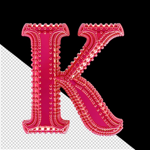 Kleine 3D-bolletjes op de roze symboolletter k