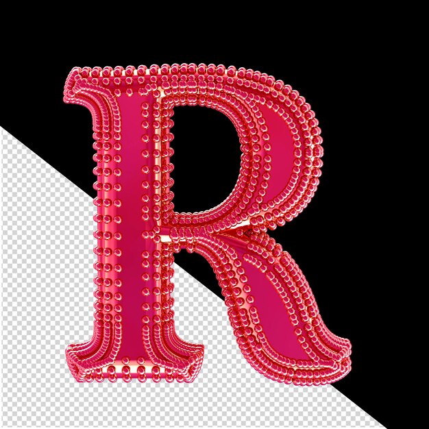 PSD kleine 3d-bolletjes op de roze symboolletter r