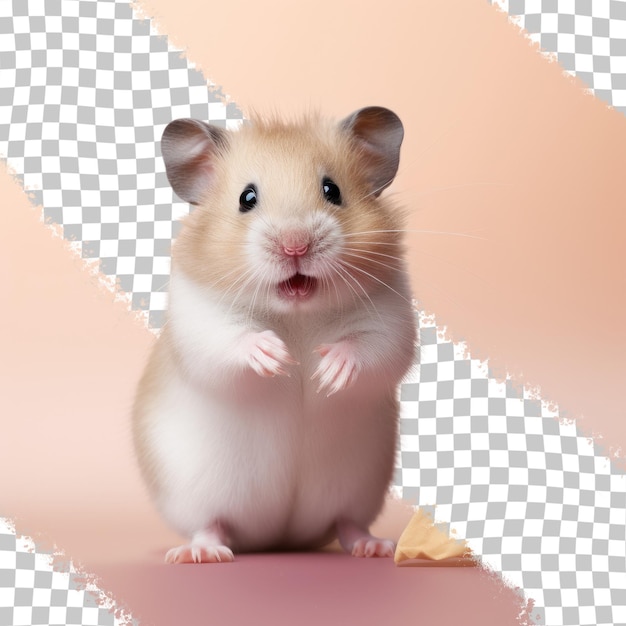 Kleine hamster met een humoristische houding die een transparante achtergrond achterlaat