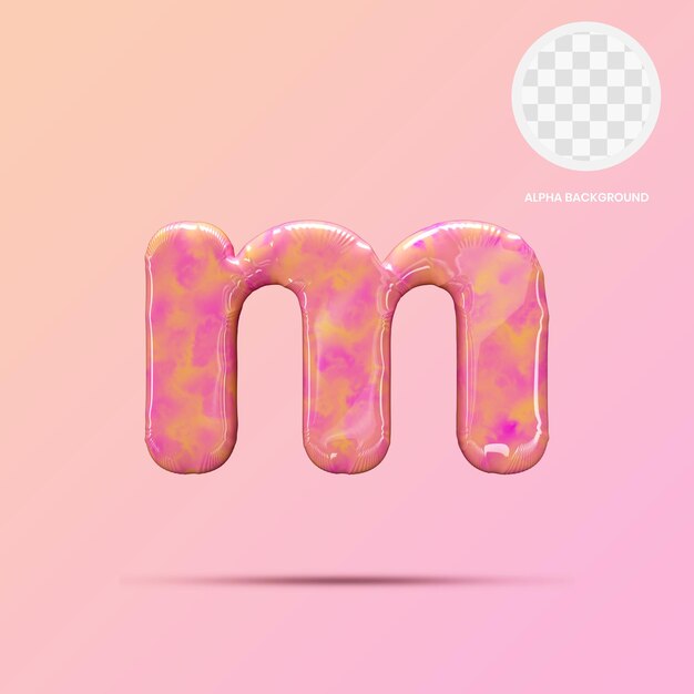 PSD kleine letters m lollipop 3d render