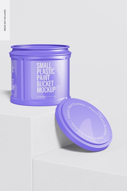 PSD kleine plastic verfemmer mockup, op podium