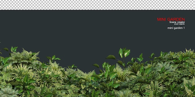 Kleine tuin voorgrond met verschillende planten