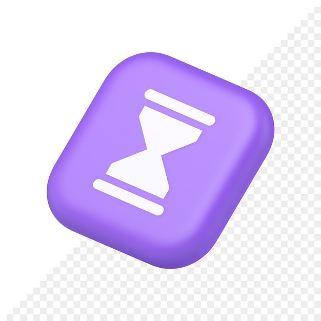 Klepsydra piasek zegarek przycisk pomiaru czasu odliczanie minuty godzina okres symbol aplikacja strona internetowa ikona renderowania 3d