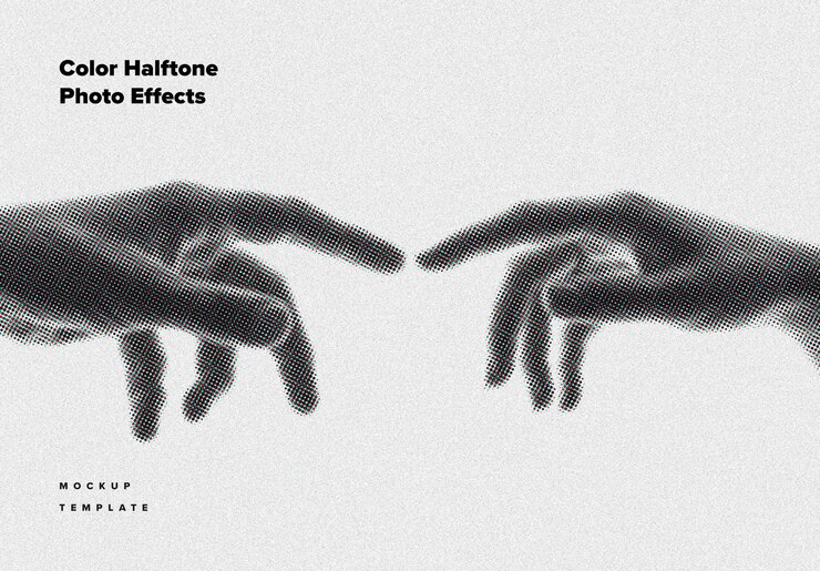 PSD kleur halftoon foto-effecten mockup