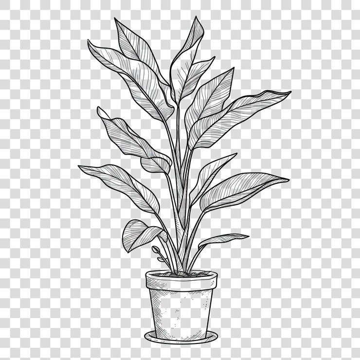 PSD kleurblad voor potplanten geïsoleerd op doorzichtige achtergrond png