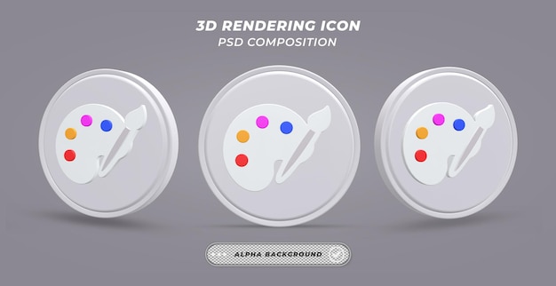 Kleurenpaletpictogram in 3D-rendering