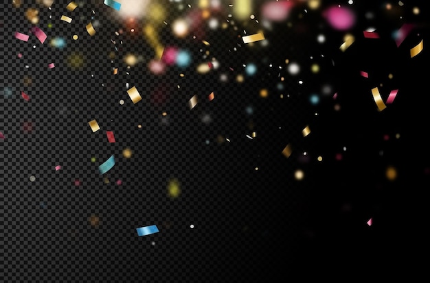 Kleurige confetti vallen op een doorzichtige achtergrond voor een feest