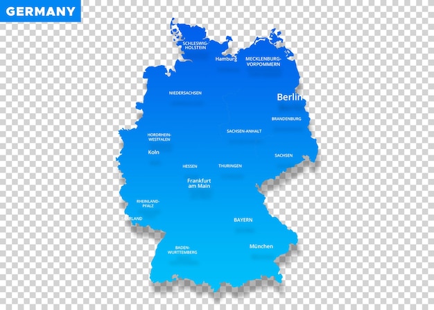 Kleurige kaart van Duitsland op een doorzichtige achtergrond
