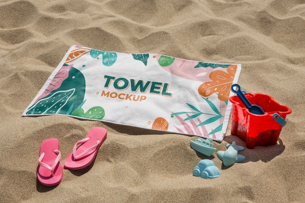 PSD kleurrijk bedrukt strandlakenmodel voor kinderen