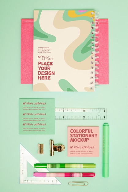 PSD kleurrijk briefpapier set mockup