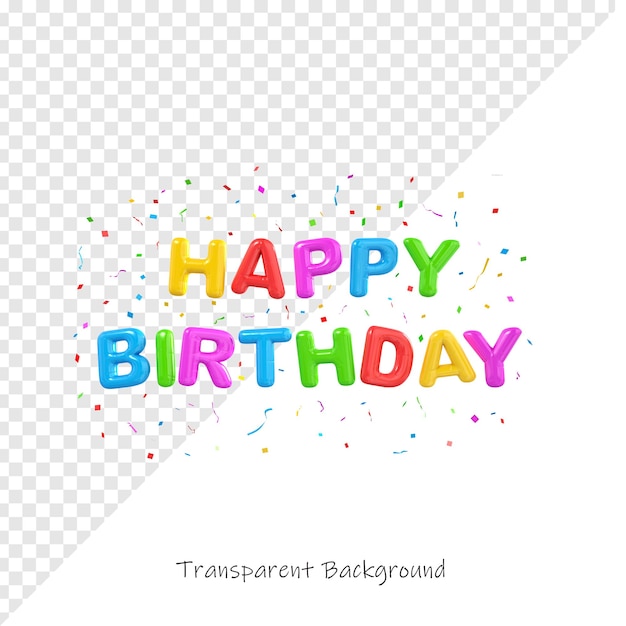 Kleurrijke 3D Happy Birthday Text met Confetti