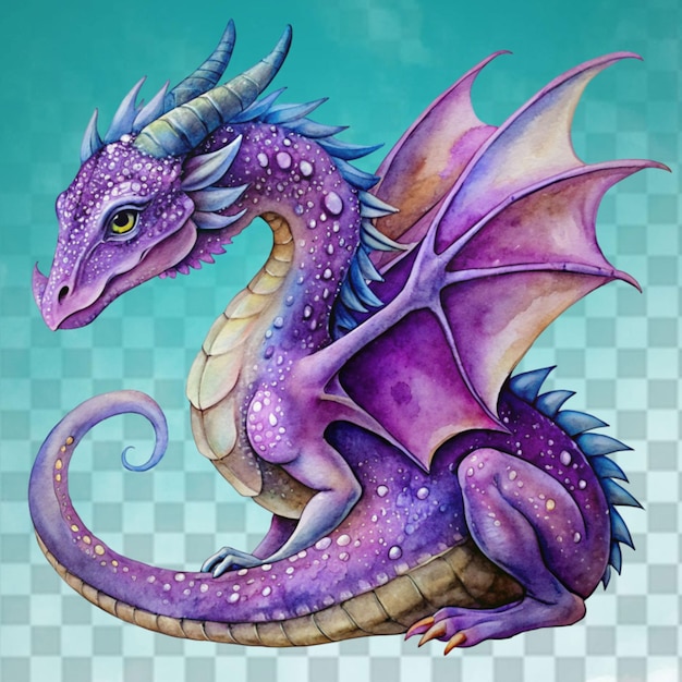 PSD kleurrijke aquarel fantasy dragon clipart