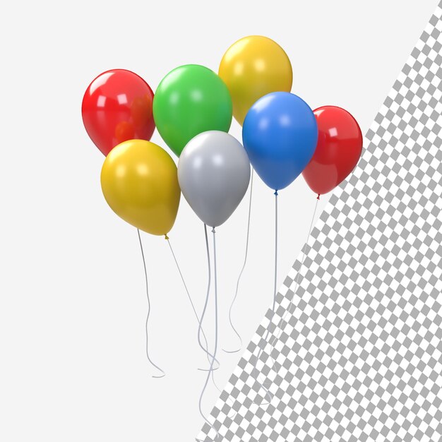 PSD kleurrijke feestballonnen geïsoleerd op een transparante achtergrond