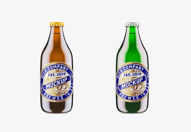 Kleurrijke glazen bierfles Mockup