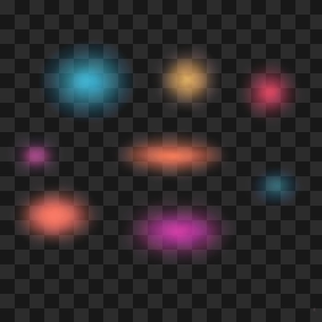 Kleurrijke gloeiende lichteffect Transparante neon blur overlay PNG