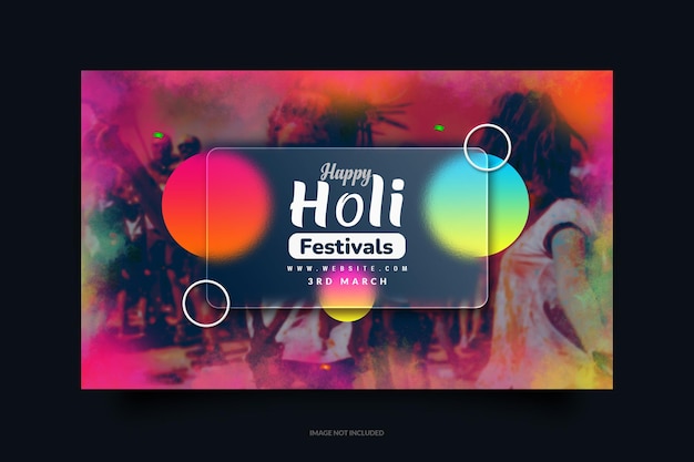 PSD kleurrijke holi festival banner sjabloon