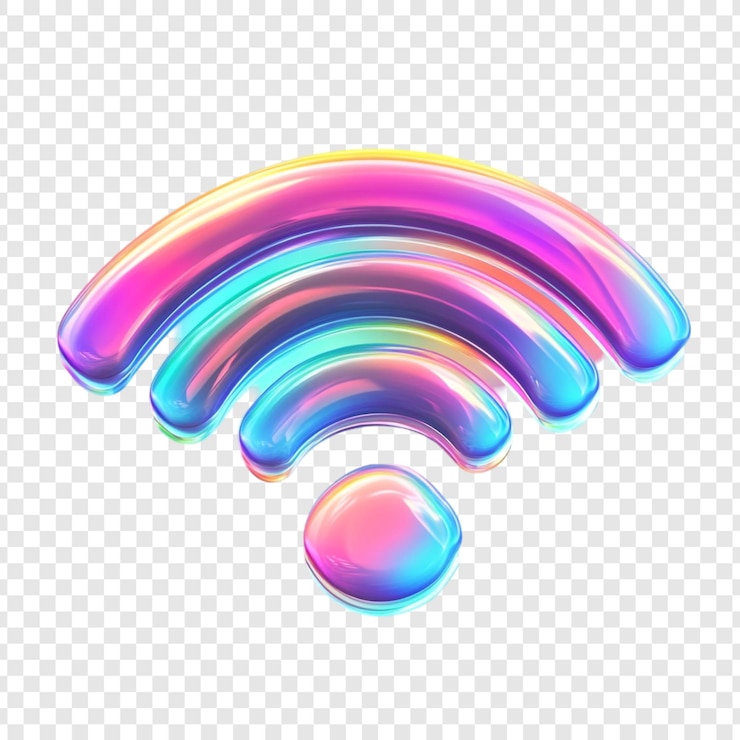 PSD kleurrijke iriserende wifi-symbool digitale illustratie levendige kleuren internetverbindingstechnologie grafisch ontwerpelement
