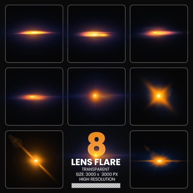 Kleurrijke lensflares set lenslichten premium collectie psd