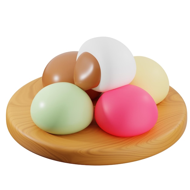 Kleurrijke Mochi op een houten bord