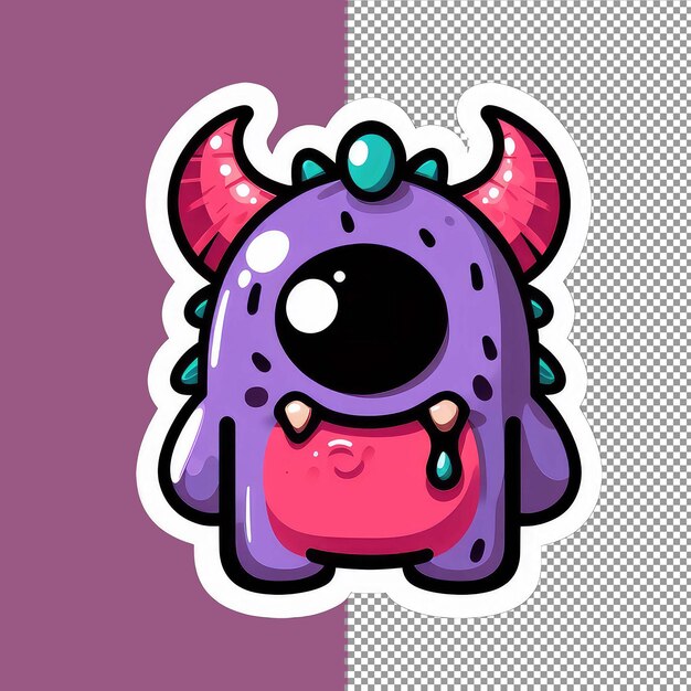 PSD kleurrijke monster madness sticker